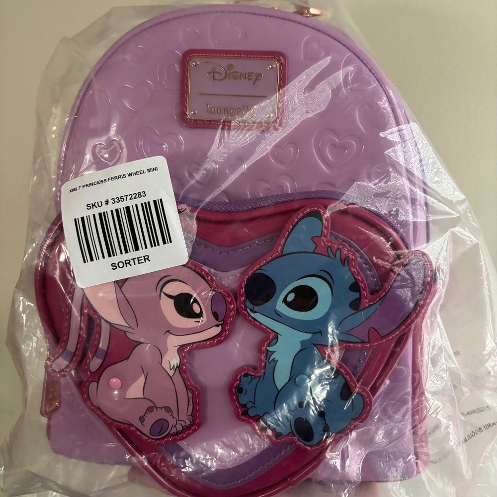 Loungefly, Disney Stitch and Angel Heart Moving Backpack and Wallet Set